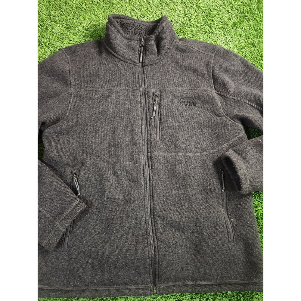 The North Face Mens Large Gray Fleece Full Zip Jacket Lined Pockets Gordon Lyons